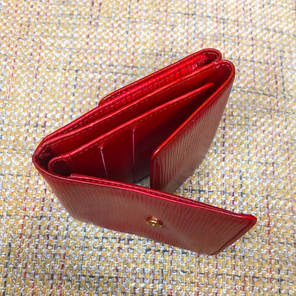 LOUIS VUITTON Red Epi Portefeiulle Elise Trifold Coin Cash Wallet Authentic - Picture 7 of 16